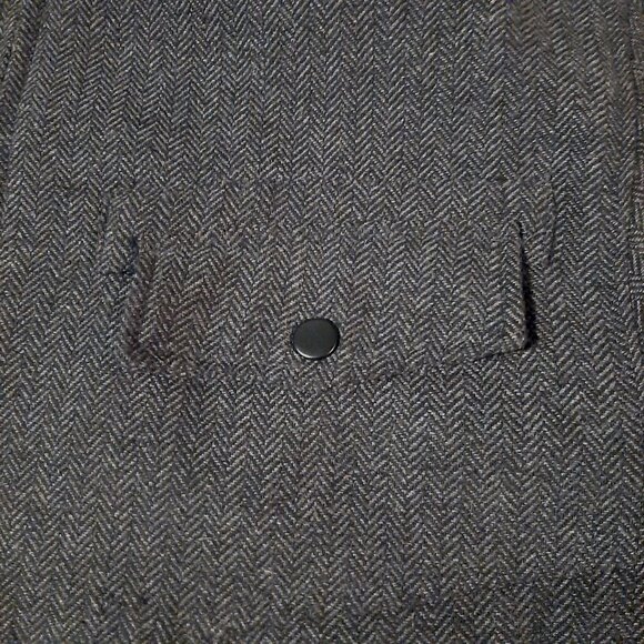 Y2k Elixir Jacket XL Gray tweed full Zip Hooded Insulated Lining pockets Aviator - Picture 5 of 9